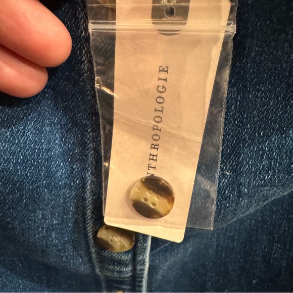 NWT Anthropologie Maeve High Square Neck Button Front Denim Mini Dress Sz large - Picture 12 of 14